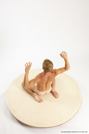 Nude Man White Athletic Short Brown Sitting poses - ALL Sitting poses - on knees Multi angles poses Realistic