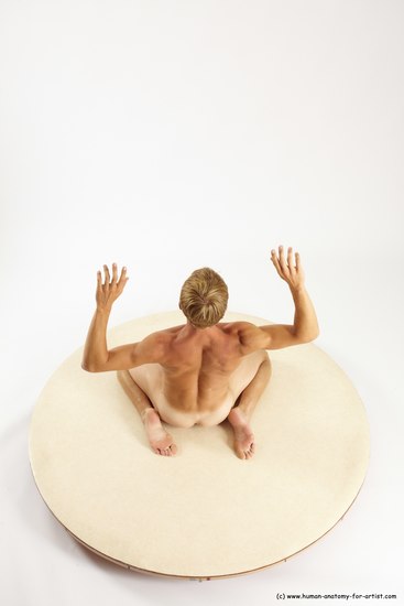 Nude Man White Athletic Short Brown Sitting poses - ALL Sitting poses - on knees Multi angles poses Realistic