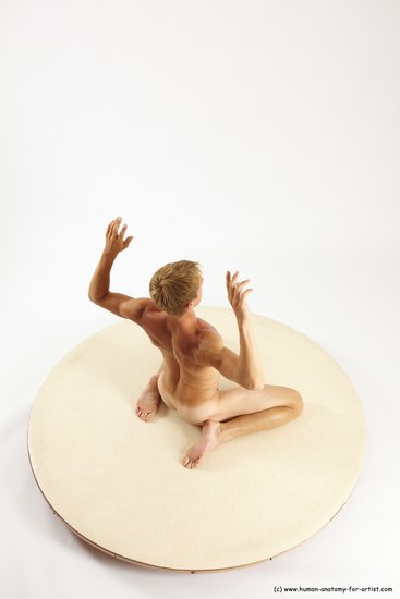 Nude Man White Athletic Short Brown Sitting poses - ALL Sitting poses - on knees Multi angles poses Realistic