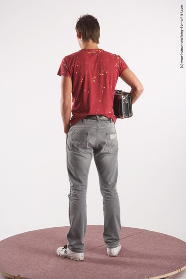 Casual Holding Man White Standing poses - ALL Slim Short Brown Standing poses - simple Academic