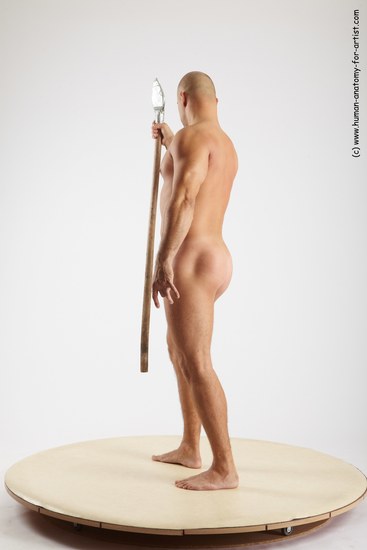 Nude Man White Standing poses - ALL Slim Bald Standing poses - simple Realistic