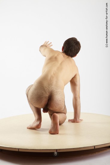 Nude Man White Kneeling poses - ALL Slim Short Brown Kneeling poses - on one knee Realistic