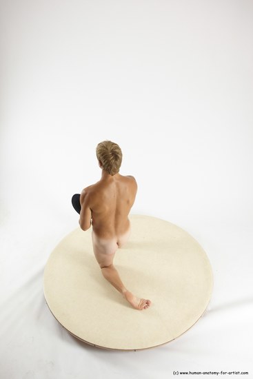 Nude Man White Kneeling poses - ALL Athletic Short Brown Kneeling poses - on one knee Multi angles poses Realistic