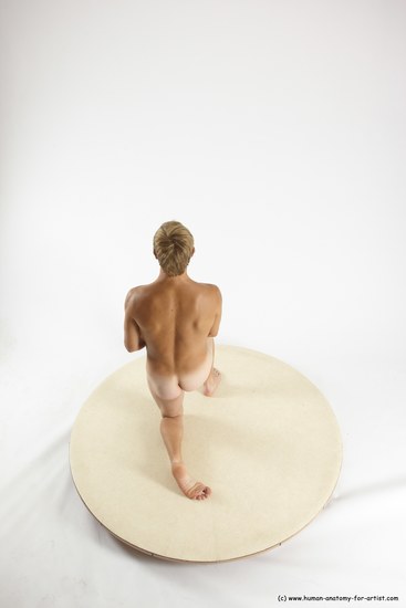 Nude Man White Kneeling poses - ALL Athletic Short Brown Kneeling poses - on one knee Multi angles poses Realistic