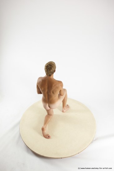 Nude Man White Kneeling poses - ALL Athletic Short Brown Kneeling poses - on one knee Multi angles poses Realistic