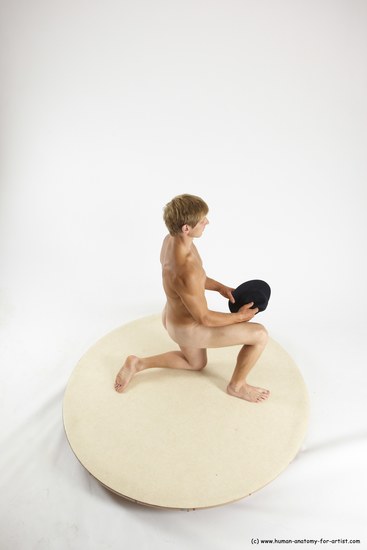 Nude Man White Kneeling poses - ALL Athletic Short Brown Kneeling poses - on one knee Multi angles poses Realistic