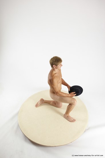 Nude Man White Kneeling poses - ALL Athletic Short Brown Kneeling poses - on one knee Multi angles poses Realistic