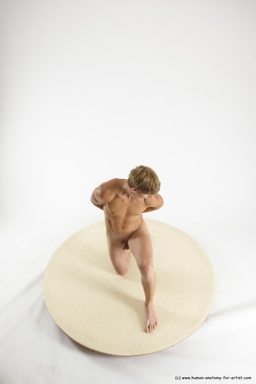 Nude Man White Kneeling poses - ALL Athletic Short Brown Kneeling poses - on one knee Multi angles poses Realistic