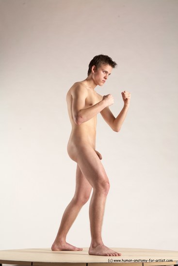 Nude Fighting Man White Standing poses - ALL Slim Short Brown Standing poses - simple Multi angles poses Realistic