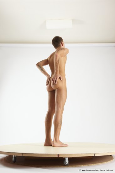 Nude Man White Standing poses - ALL Athletic Short Brown Standing poses - simple Multi angles poses Realistic