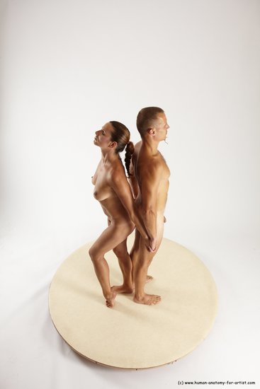 Nude Woman - Man White Standing poses - ALL Slim Short Brown Standing poses - simple Multi angles poses Realistic