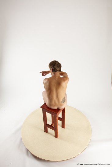 Nude Man White Sitting poses - simple Slim Short Brown Sitting poses - ALL Multi angles poses Realistic