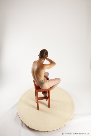 Nude Man White Sitting poses - simple Slim Short Brown Sitting poses - ALL Multi angles poses Realistic