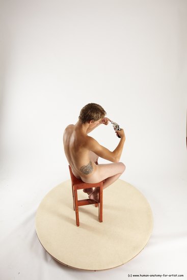 Nude Man White Sitting poses - simple Slim Short Brown Sitting poses - ALL Multi angles poses Realistic