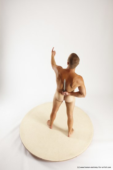 Nude Fighting with knife Man White Standing poses - ALL Slim Short Brown Standing poses - simple Multi angles poses Realistic