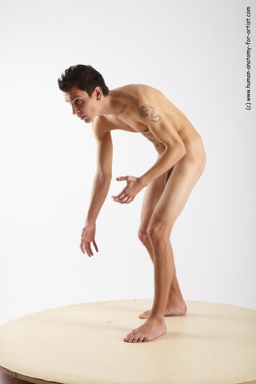 Nude Man White Standing poses - ALL Athletic Short Brown Standing poses - bend over Realistic