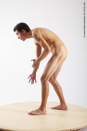 Nude Man White Standing poses - ALL Athletic Short Brown Standing poses - bend over Realistic