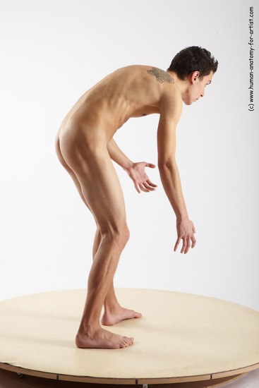 Nude Man White Standing poses - ALL Athletic Short Brown Standing poses - bend over Realistic