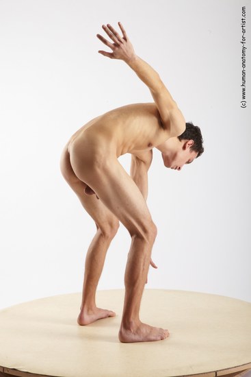 Nude Man White Standing poses - ALL Athletic Short Brown Standing poses - bend over Realistic