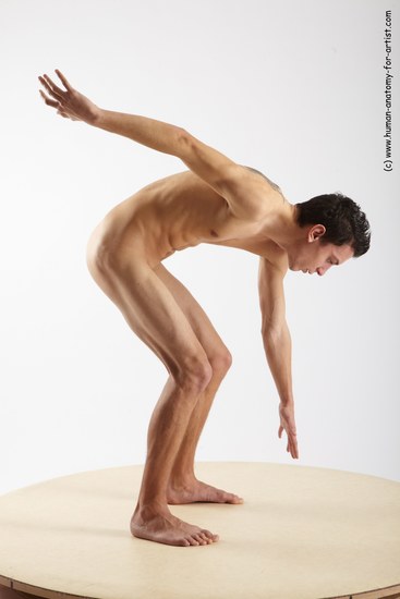 Nude Man White Standing poses - ALL Athletic Short Brown Standing poses - bend over Realistic