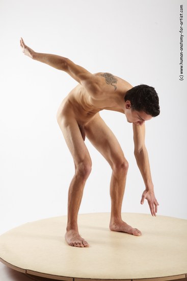 Nude Man White Standing poses - ALL Athletic Short Brown Standing poses - bend over Realistic