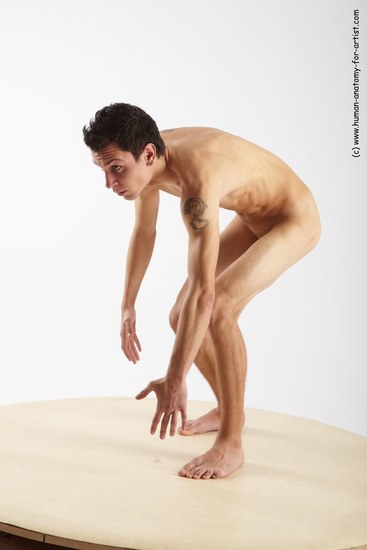 Nude Man White Standing poses - ALL Athletic Short Brown Standing poses - bend over Realistic