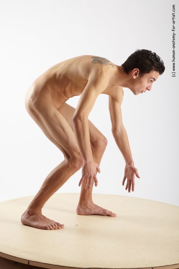 Nude Man White Standing poses - ALL Athletic Short Brown Standing poses - bend over Realistic