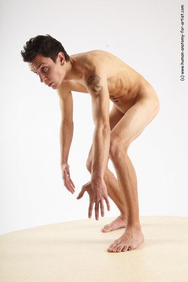 Nude Man White Standing poses - ALL Athletic Short Brown Standing poses - bend over Realistic