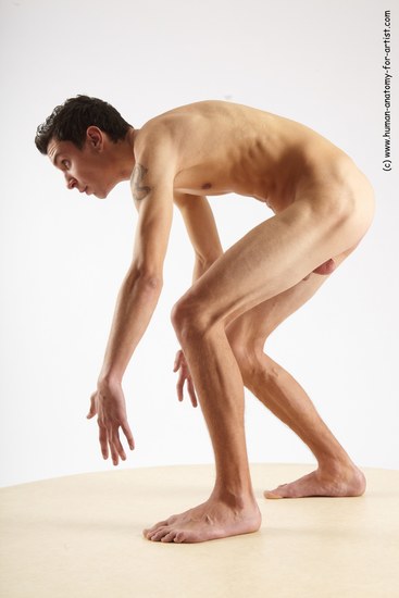 Nude Man White Standing poses - ALL Athletic Short Brown Standing poses - bend over Realistic