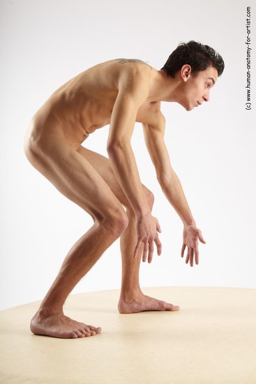 Nude Man White Standing poses - ALL Athletic Short Brown Standing poses - bend over Realistic