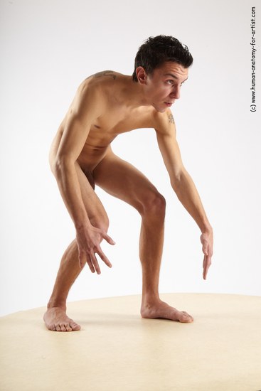 Nude Man White Standing poses - ALL Athletic Short Brown Standing poses - bend over Realistic