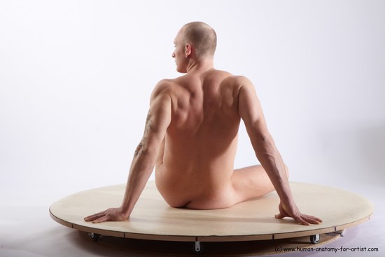 Nude Man White Sitting poses - simple Athletic Short Brown Sitting poses - ALL Realistic