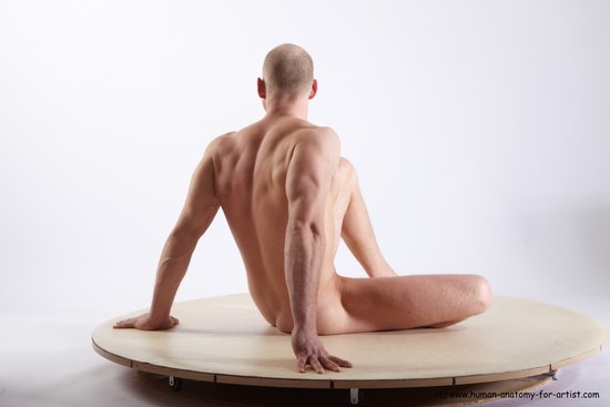 Nude Man White Sitting poses - simple Athletic Short Brown Sitting poses - ALL Realistic