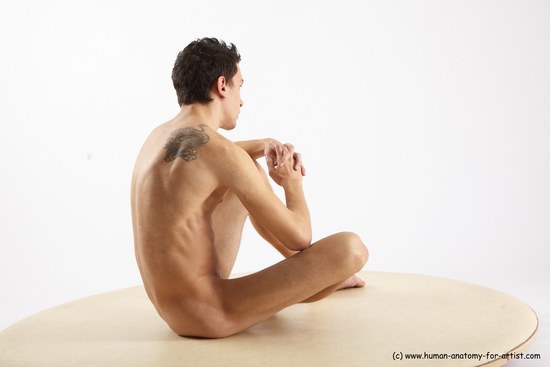 Nude Man White Sitting poses - simple Athletic Short Brown Sitting poses - ALL Realistic