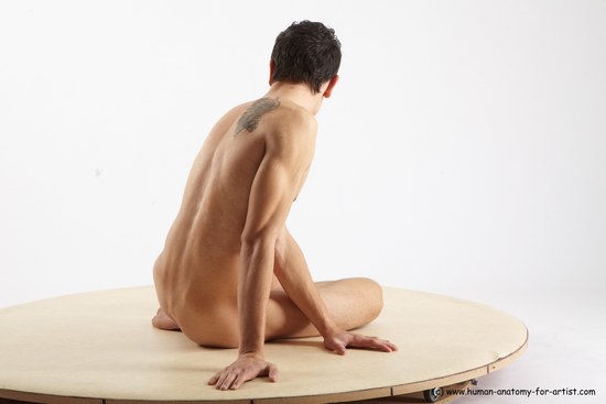 Nude Man White Sitting poses - simple Athletic Short Brown Sitting poses - ALL Realistic