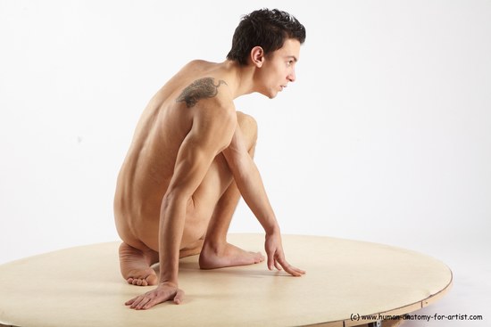 Nude Man White Sitting poses - simple Athletic Short Brown Sitting poses - ALL Realistic