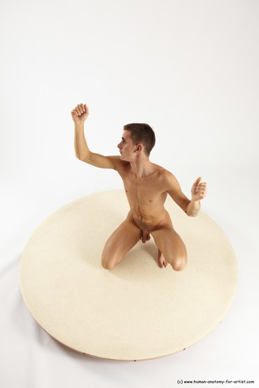 Nude Man White Athletic Short Brown Sitting poses - ALL Sitting poses - on knees Multi angles poses Realistic