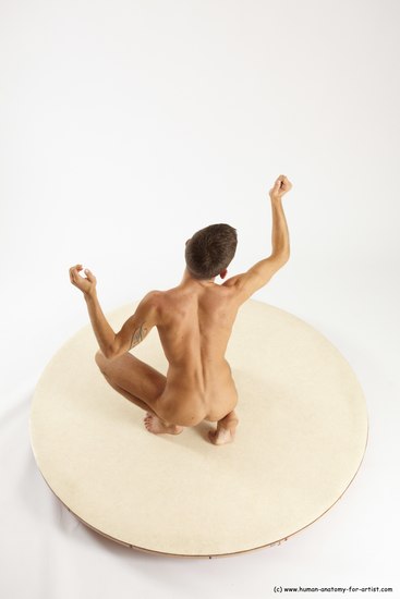 Nude Man White Athletic Short Brown Sitting poses - ALL Sitting poses - on knees Multi angles poses Realistic