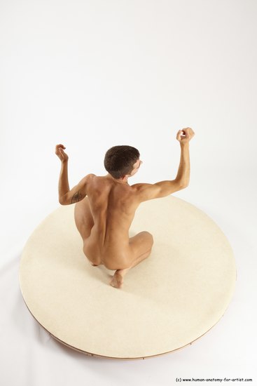 Nude Man White Athletic Short Brown Sitting poses - ALL Sitting poses - on knees Multi angles poses Realistic