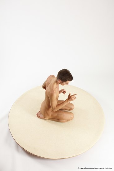 Nude Man White Athletic Short Brown Sitting poses - ALL Sitting poses - on knees Multi angles poses Realistic