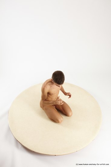 Nude Man White Athletic Short Brown Sitting poses - ALL Sitting poses - on knees Multi angles poses Realistic