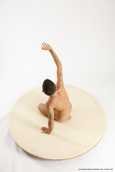 Nude Man White Athletic Short Brown Sitting poses - ALL Sitting poses - on knees Multi angles poses Realistic