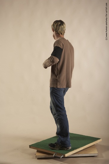 Casual Man White Moving poses Slim Short Blond Academic