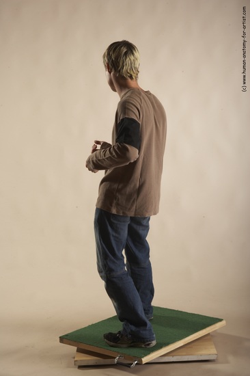 Casual Man White Moving poses Slim Short Blond Academic