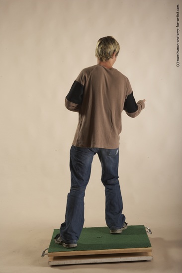 Casual Man White Moving poses Slim Short Blond Academic