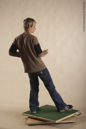 Casual Man White Moving poses Slim Short Blond Academic