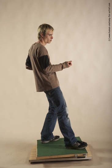 Casual Man White Moving poses Slim Short Blond Academic