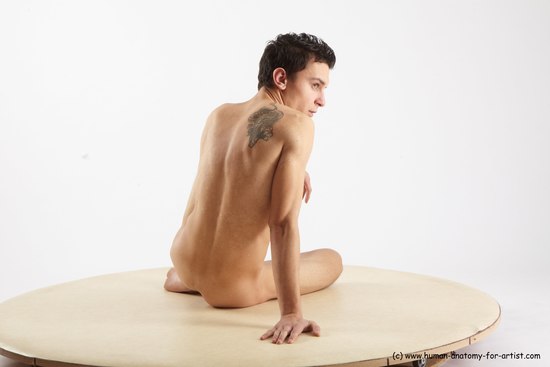 Nude Man White Sitting poses - simple Athletic Short Brown Sitting poses - ALL Realistic