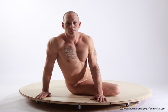 Nude Man White Sitting poses - simple Athletic Short Brown Sitting poses - ALL Realistic