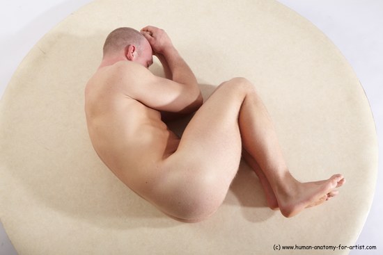 Nude Man White Laying poses - ALL Athletic Short Brown Laying poses - on side Realistic